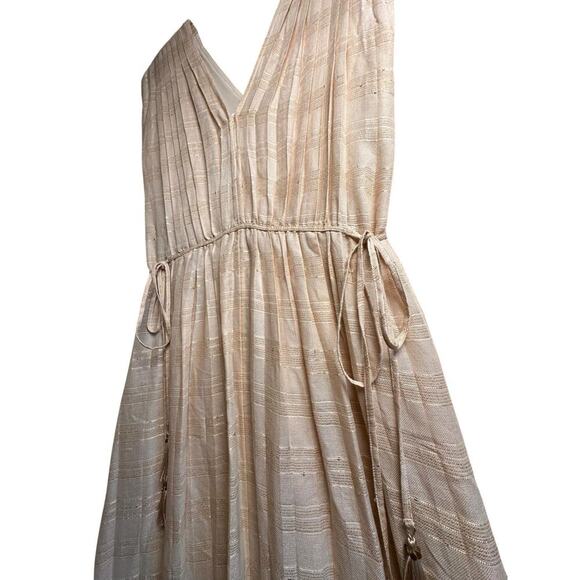 Chelsea & Violet Womens‎ Sz S Beige Gold Pleated Greek Goddess Dress Boho Beach - Picture 3 of 16